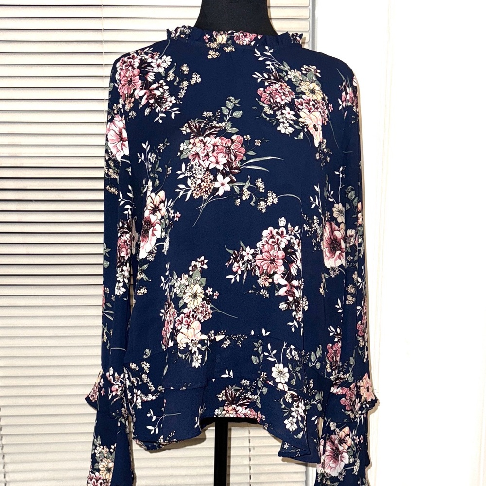Lipslide Dark Blue Floral Blouse